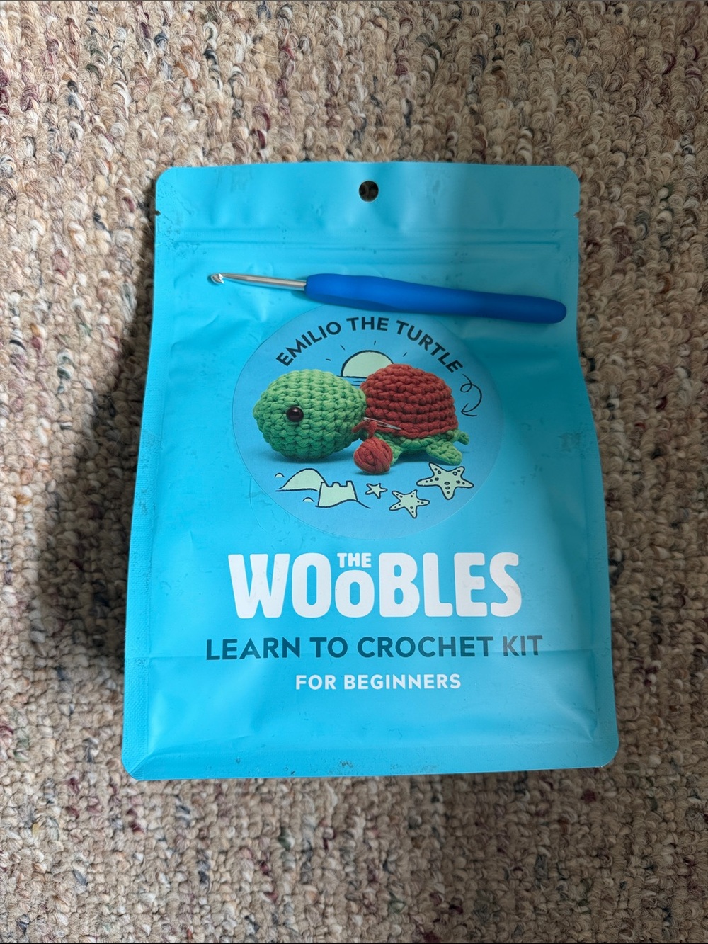 Woobles Emilio the Turtle Learn to Crochet Kit - Blue NEVER OPENED